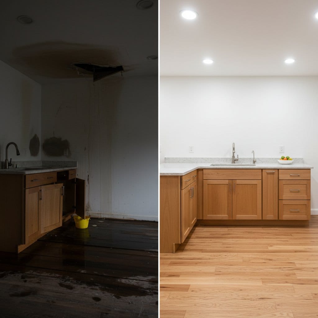 Water Damage Restoration restoration — home kitchen of colonial residence in Woodcliff Lake, NJ