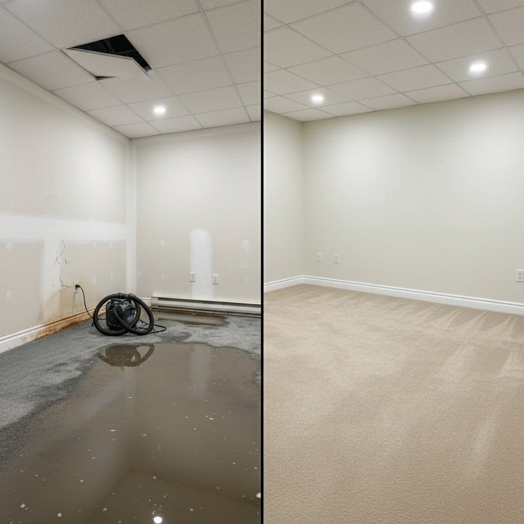 Woodcliff Lake Water Damage Restoration bedroom restoration before and after in Woodcliff Lake